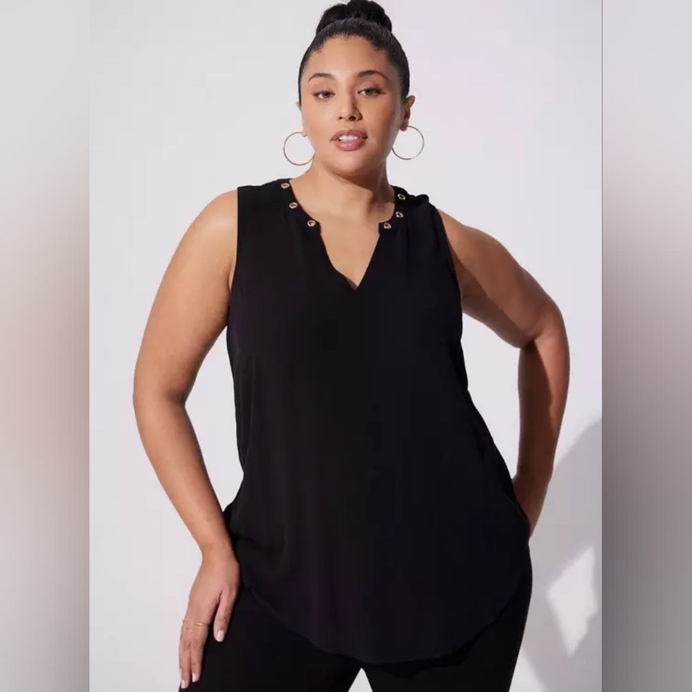 Torrid Black Rayon Crepe Grommet Tank Plus Size 0x 0